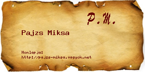 Pajzs Miksa névjegykártya